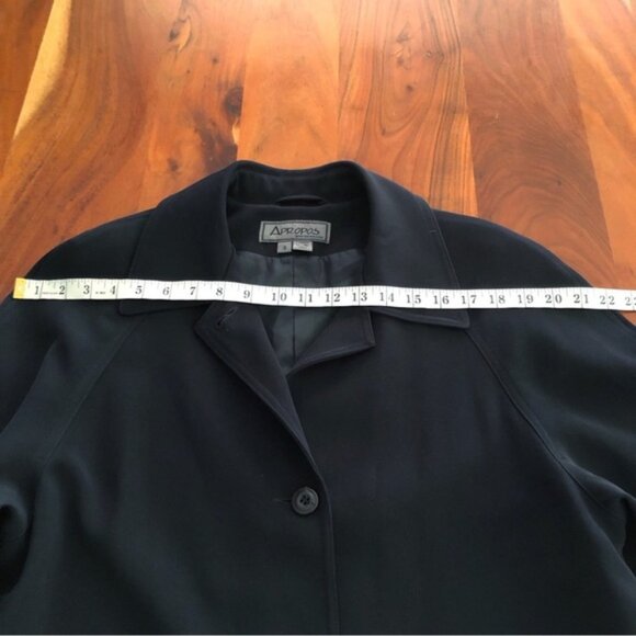 Vintage 90s Oversized Minimalist Navy Baggy Long Jacket Trench Coat. Large - Picture 8 of 10